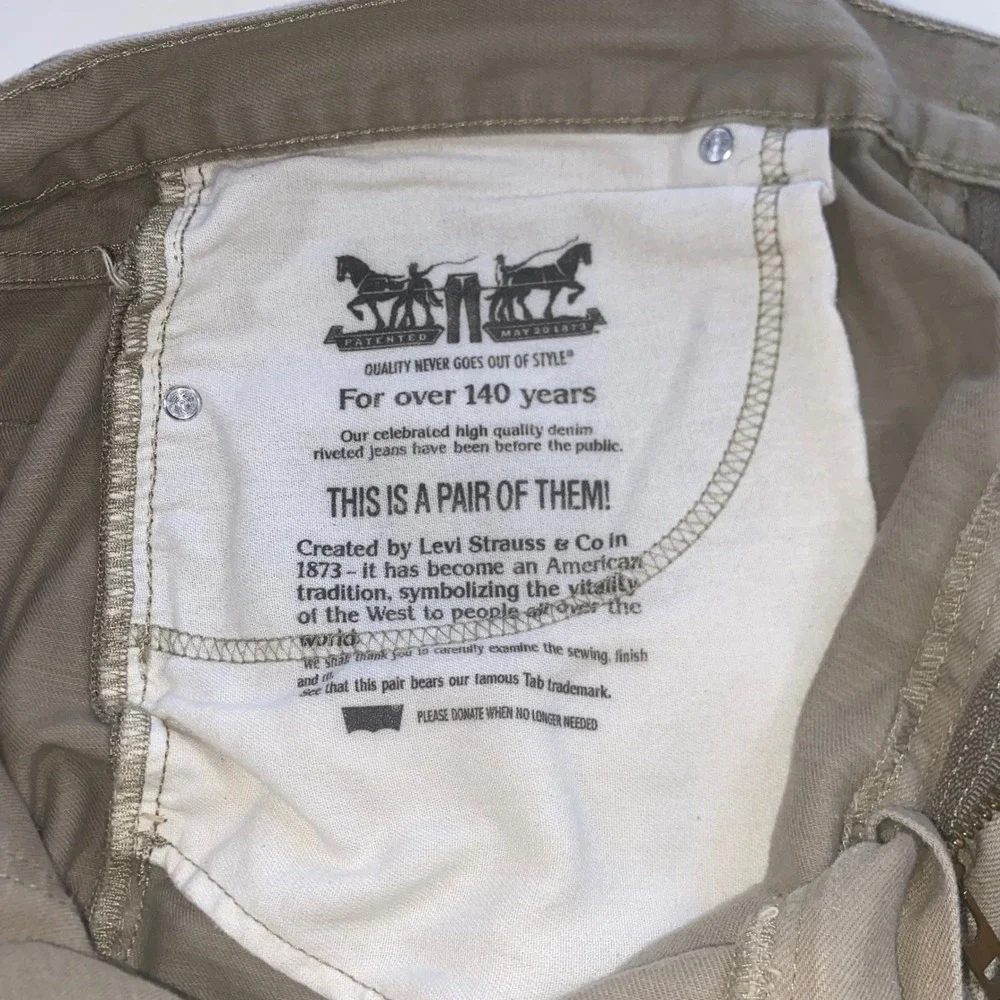 Levis 505 Regular Fit Straight Leg Khaki Tan Pants Mens‎ W40 L32 Cotton Twill